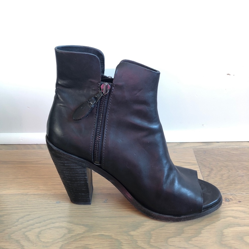 Rag and Bone black leather peep toe booties
